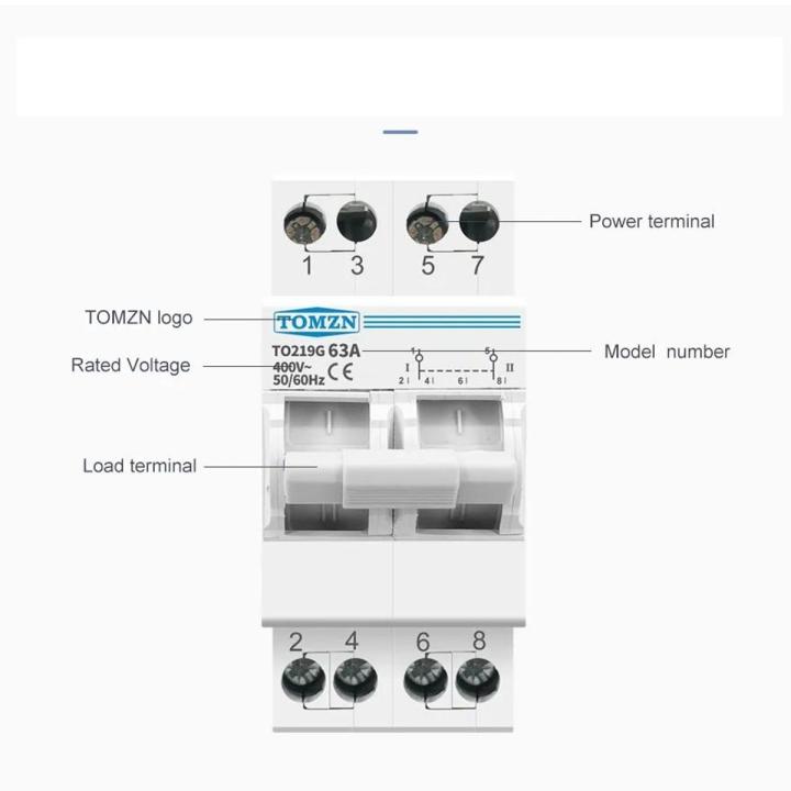 TOMZN 2P 63A MTS Dual Power Manual Transfer Isolating Switch Interlock Circuit Breaker