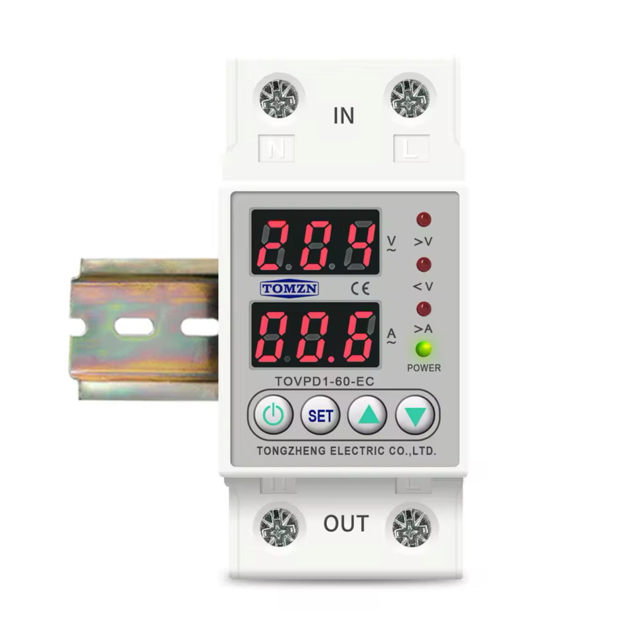 Din Rail Dual Display Adjustable Over Voltage Current and Under Voltage Protective Device Protector