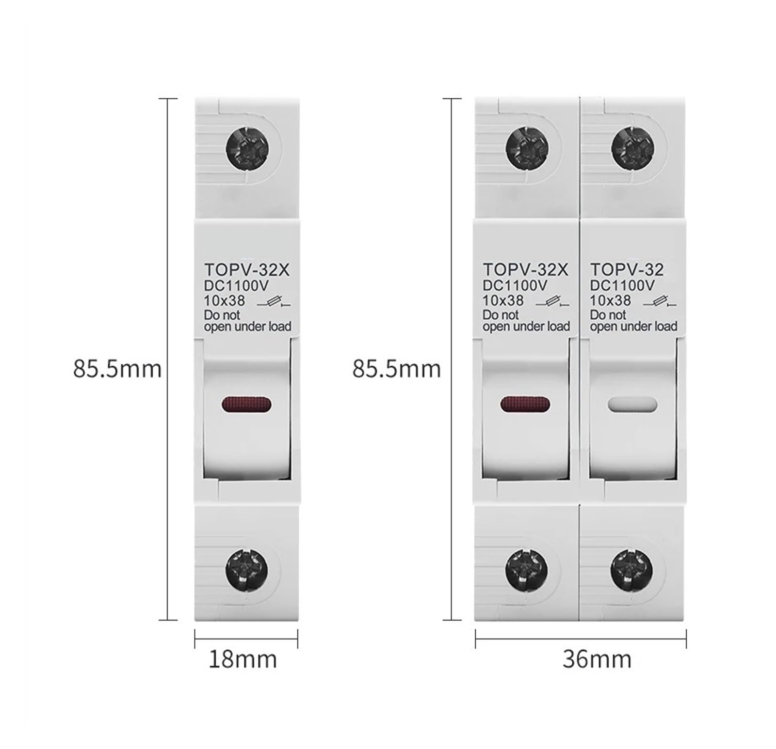 1P DC Fuse Holder 10*38mm High Voltage Solar PV 1100V TOMZN TOPV-30 Base Photovoltaic System Protection Protector