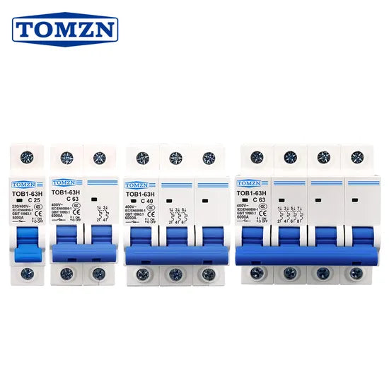 AC MCB TOB1-63H C curve 230/400V~ 50HZ/60HZ Mini Circuit breaker 2P  4P 63A