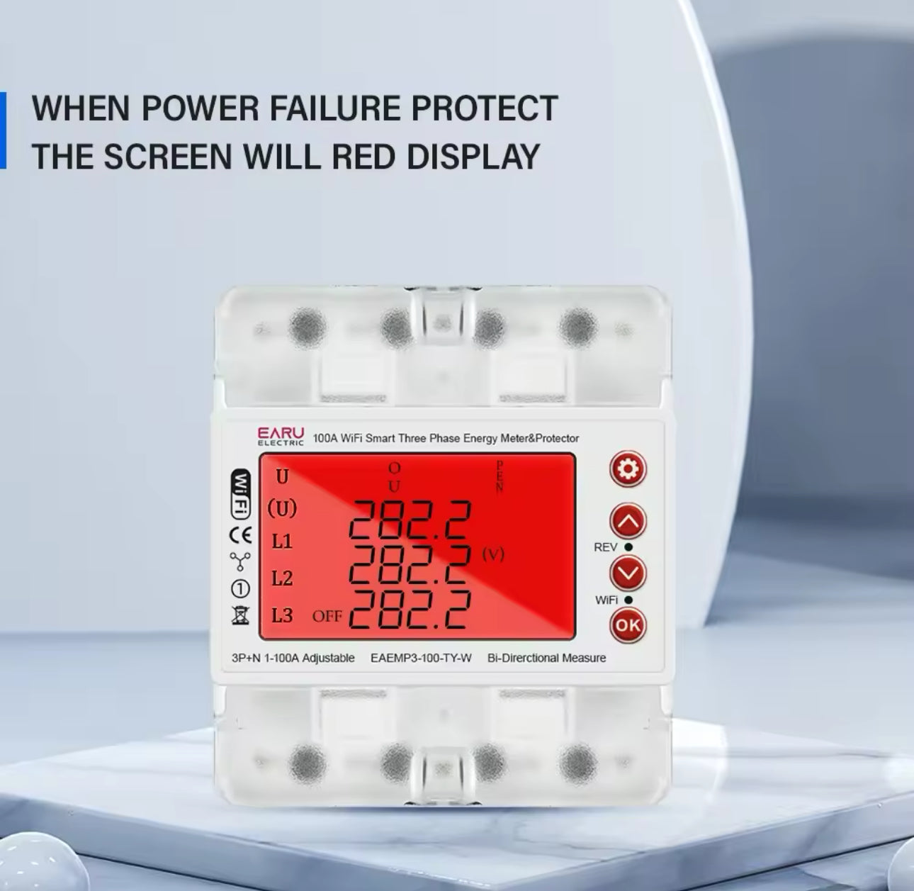 3 Phase 380V 100A Tuya WiFi Smart Bi-Directional Energy Power kWh Meter Over Under Voltage Protector Relay Switch Current Limit