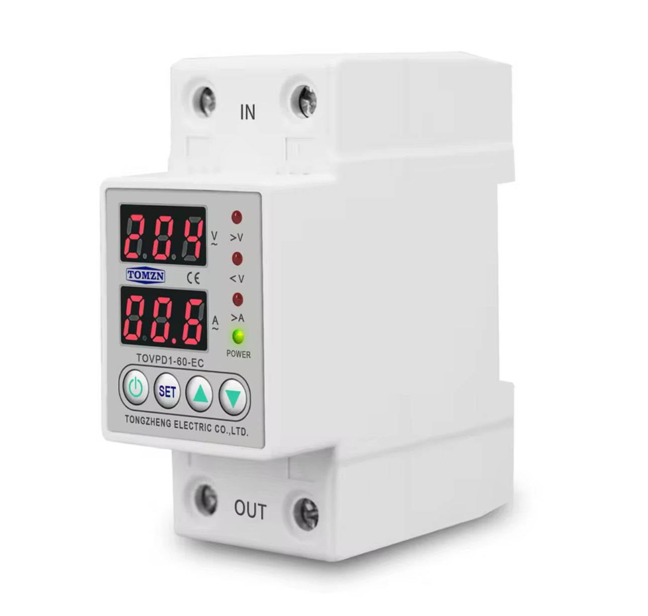 Din Rail Dual Display Adjustable Over Voltage Current and Under Voltage Protective Device Protector