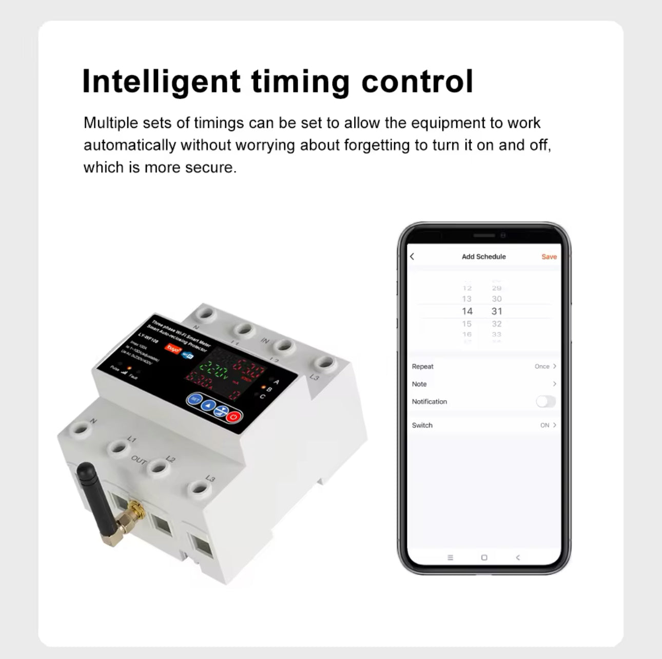 4P 100A Tuya WiFi Three Phase Smart Life Auto-Reclosing Over Under Voltage Protector Smart Meter Timer Switch Circuit Breaker