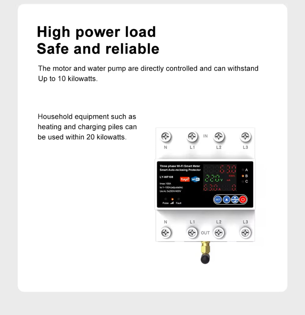 4P 100A Tuya WiFi Three Phase Smart Life Auto-Reclosing Over Under Voltage Protector Smart Meter Timer Switch Circuit Breaker