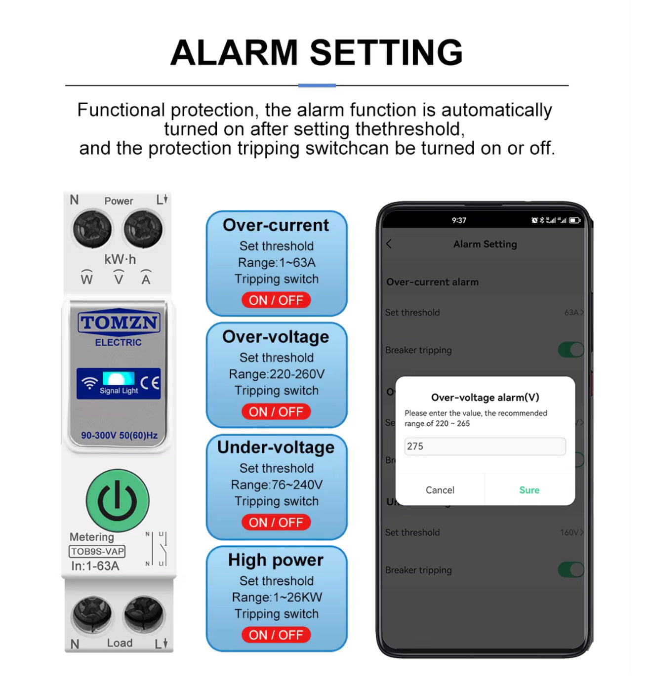 TOMZN SMART WIFI BREAKER 8 in 1 TOB9S-VAP