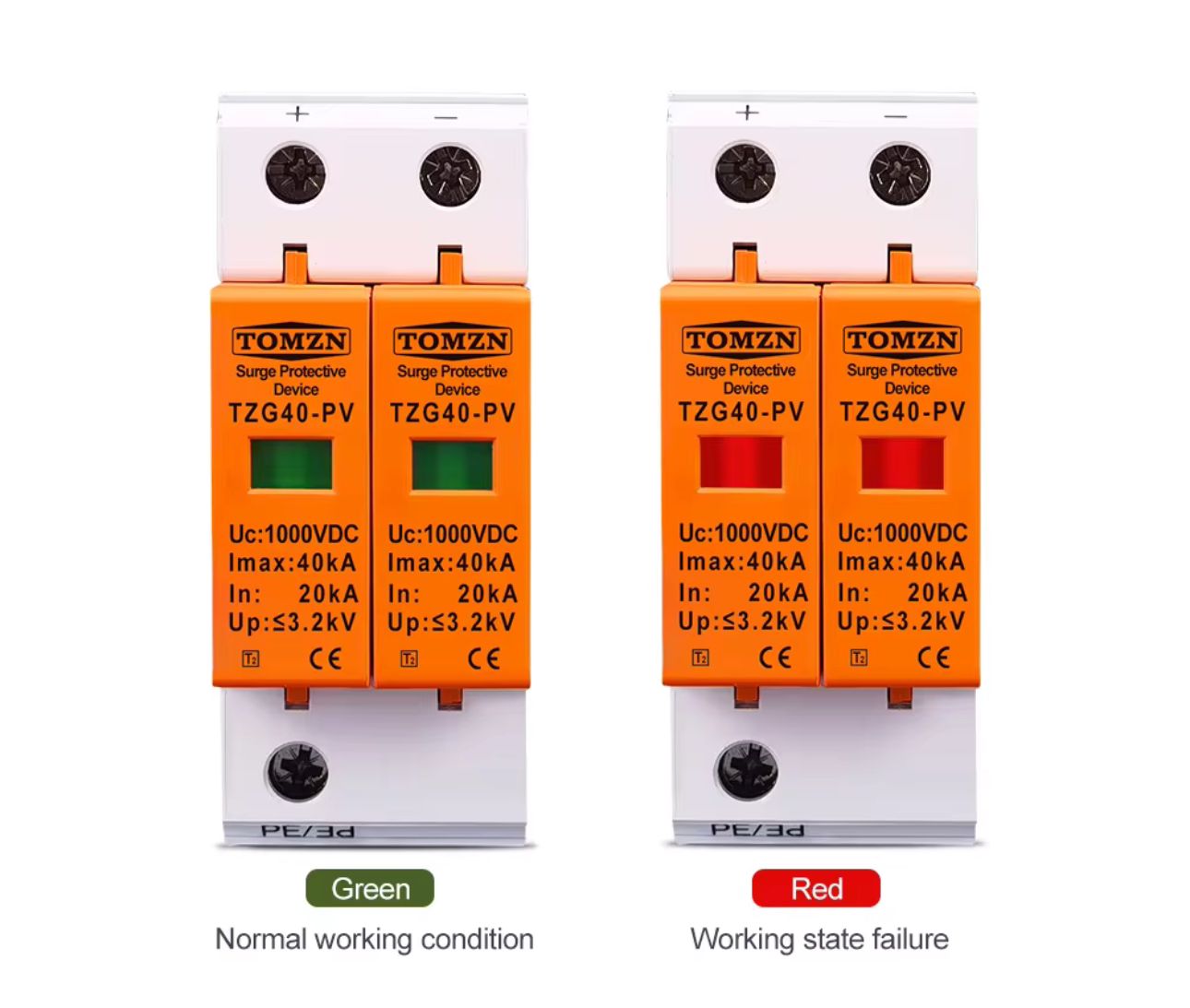 SPD DC 1000V 20KA~40KA House Surge Protector Protective Low-voltage Arrester Device