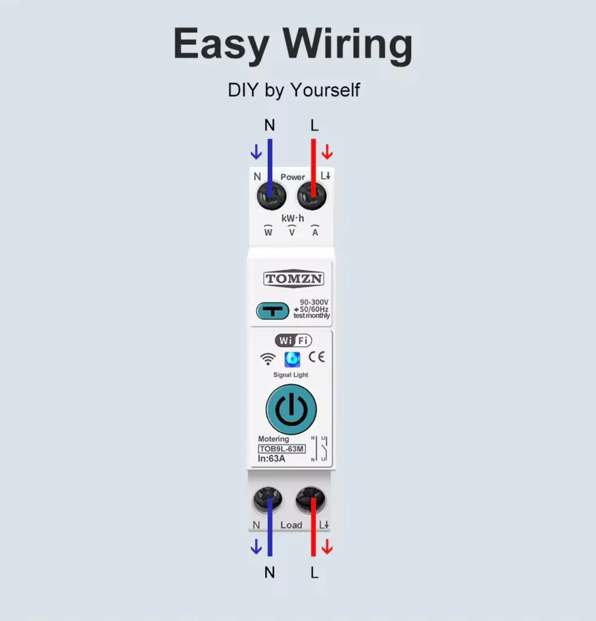 TOMZN Smart WiFi 10-in-1 63A Protector Switch – Overload, Voltage, Leakage Protected | Timer App Control