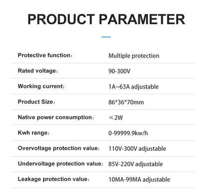TOMZN Smart WiFi 10-in-1 63A Protector Switch – Overload, Voltage, Leakage Protected | Timer App Control