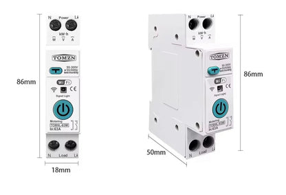 TOMZN Smart WiFi 10-in-1 63A Protector Switch – Overload, Voltage, Leakage Protected | Timer App Control