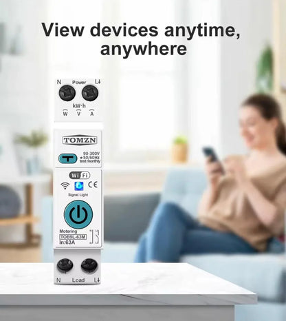TOMZN Smart WiFi 10-in-1 63A Protector Switch – Overload, Voltage, Leakage Protected | Timer App Control