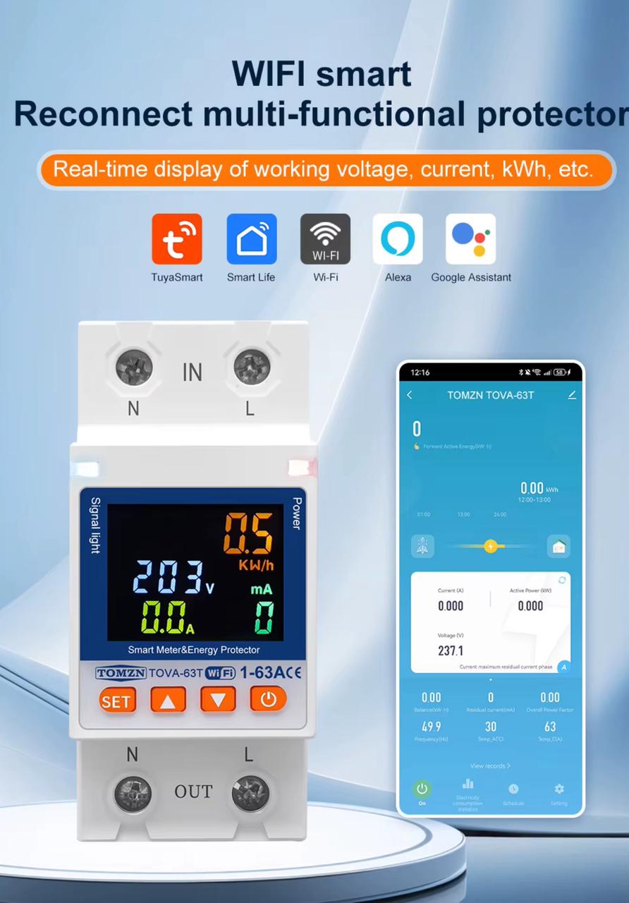TOMZN 10 In 1 Smart Wifi Breaker With Memory Relay