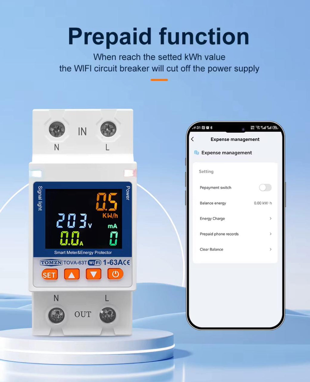 TOMZN 10 In 1 Smart Wifi Breaker With Memory Relay