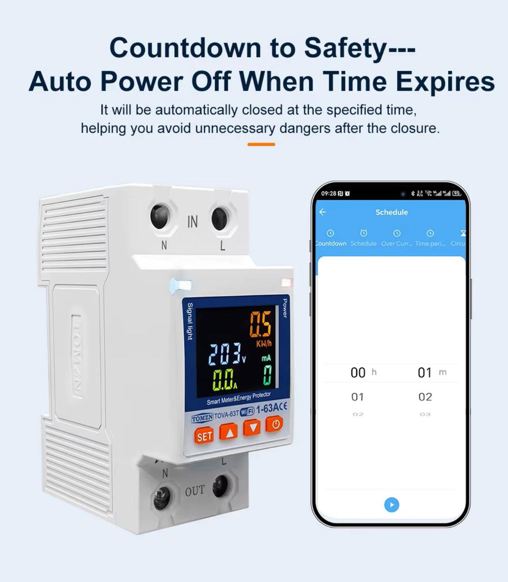 TOMZN 10 In 1 Smart Wifi Breaker With Memory Relay