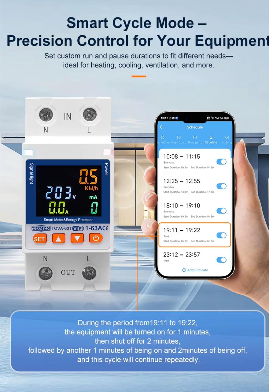 TOMZN 10 In 1 Smart Wifi Breaker With Memory Relay