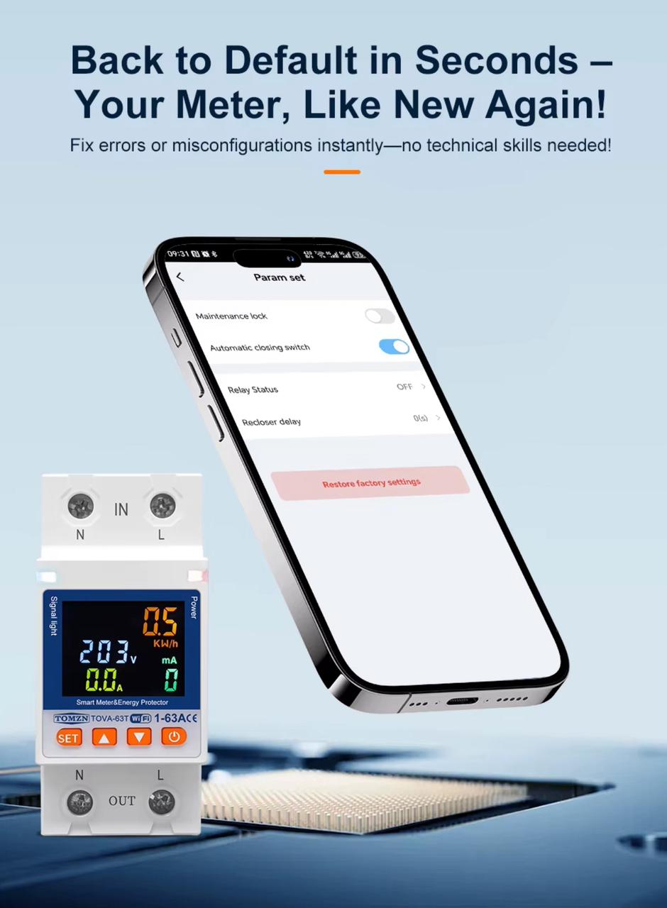 TOMZN 10 In 1 Smart Wifi Breaker With Memory Relay