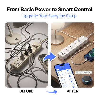 WiFi Smart Extension Board | 4 Universal Sockets + 3 USB | Tuya & Voice Control