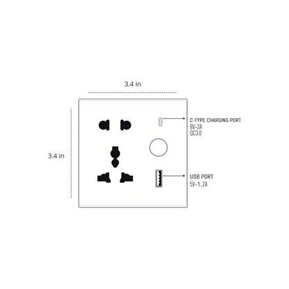 Universal Smart Socket+1USB+1 C Type
