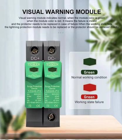 TOMZN SPD DC 1000V 20KA~40KA House Surge Protector Protective Low-voltage Arrester Device