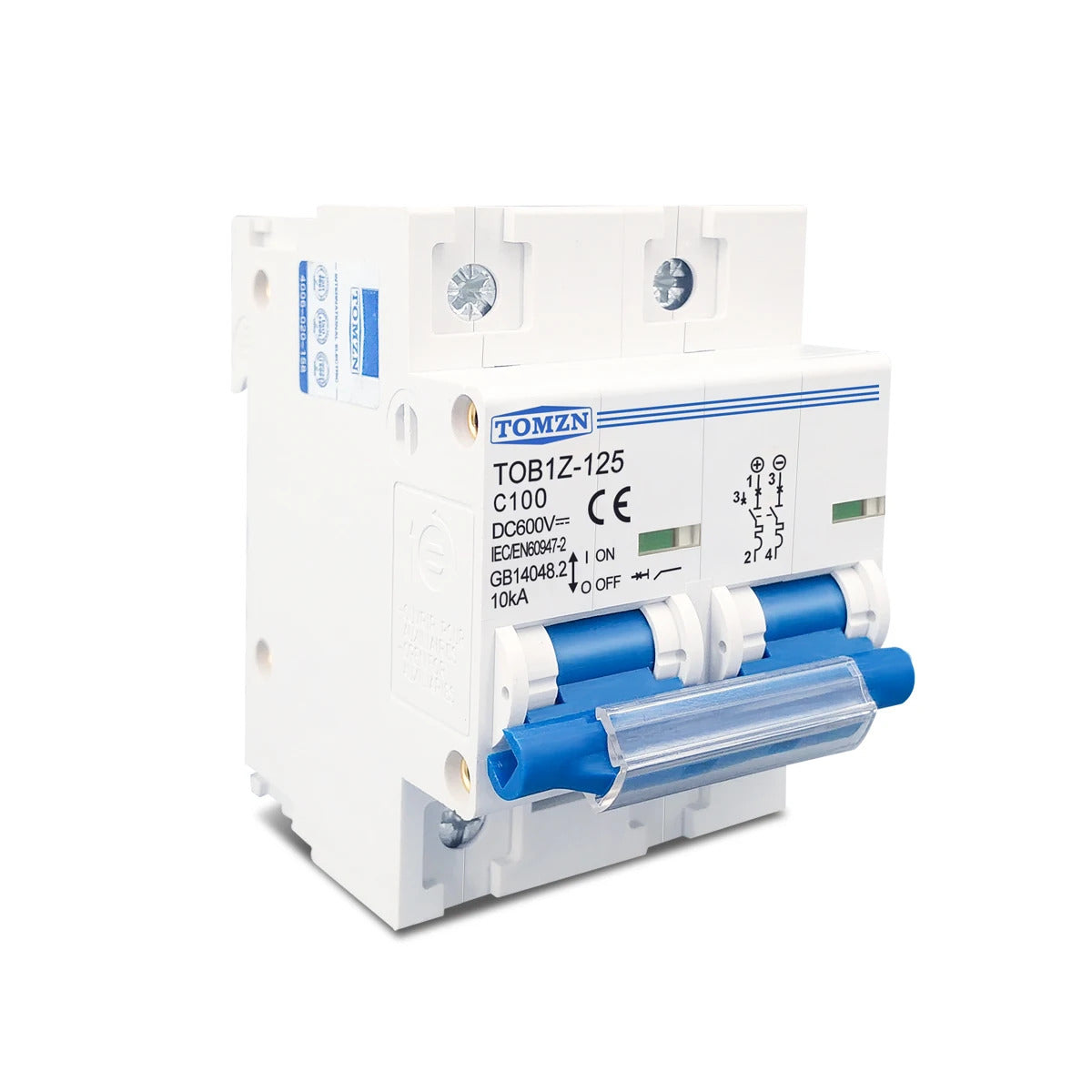 2P 125A DC MCB 600V Circuit breaker FOR PV System C curve